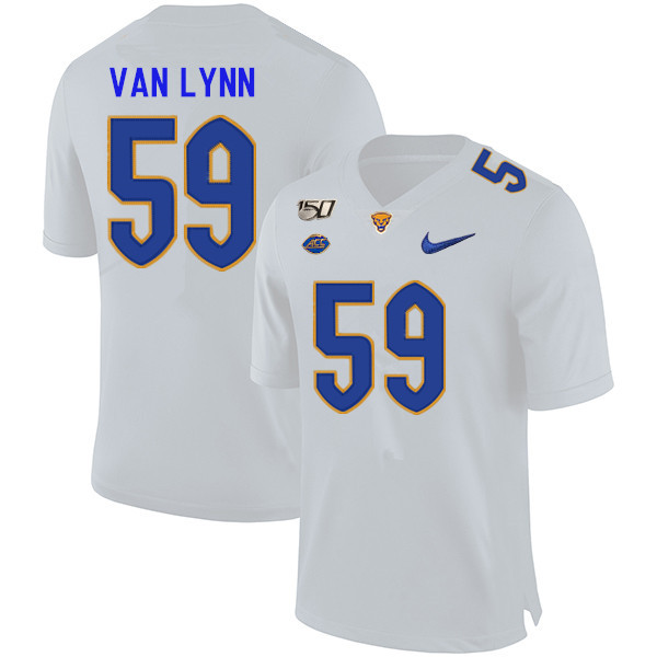 2019 Men #59 Carson Van Lynn Pitt Panthers College Football Jerseys Sale-White